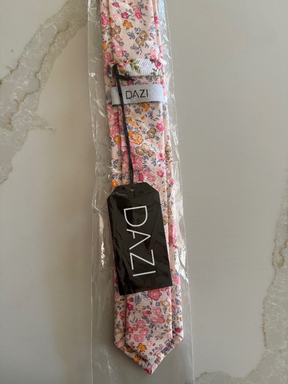 DAZI Neck Tie- Pink, orange, cream, white, light blue